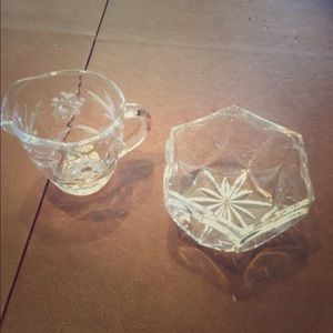Crystal sugar & creamer set.